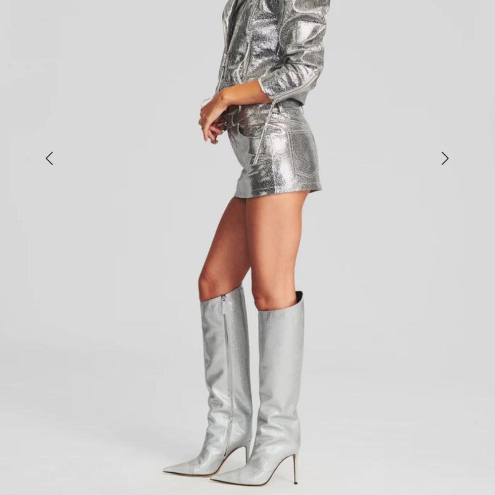 Retrofete Nico Leather Mini Skirt Silver Size XS - Picture 3 of 4